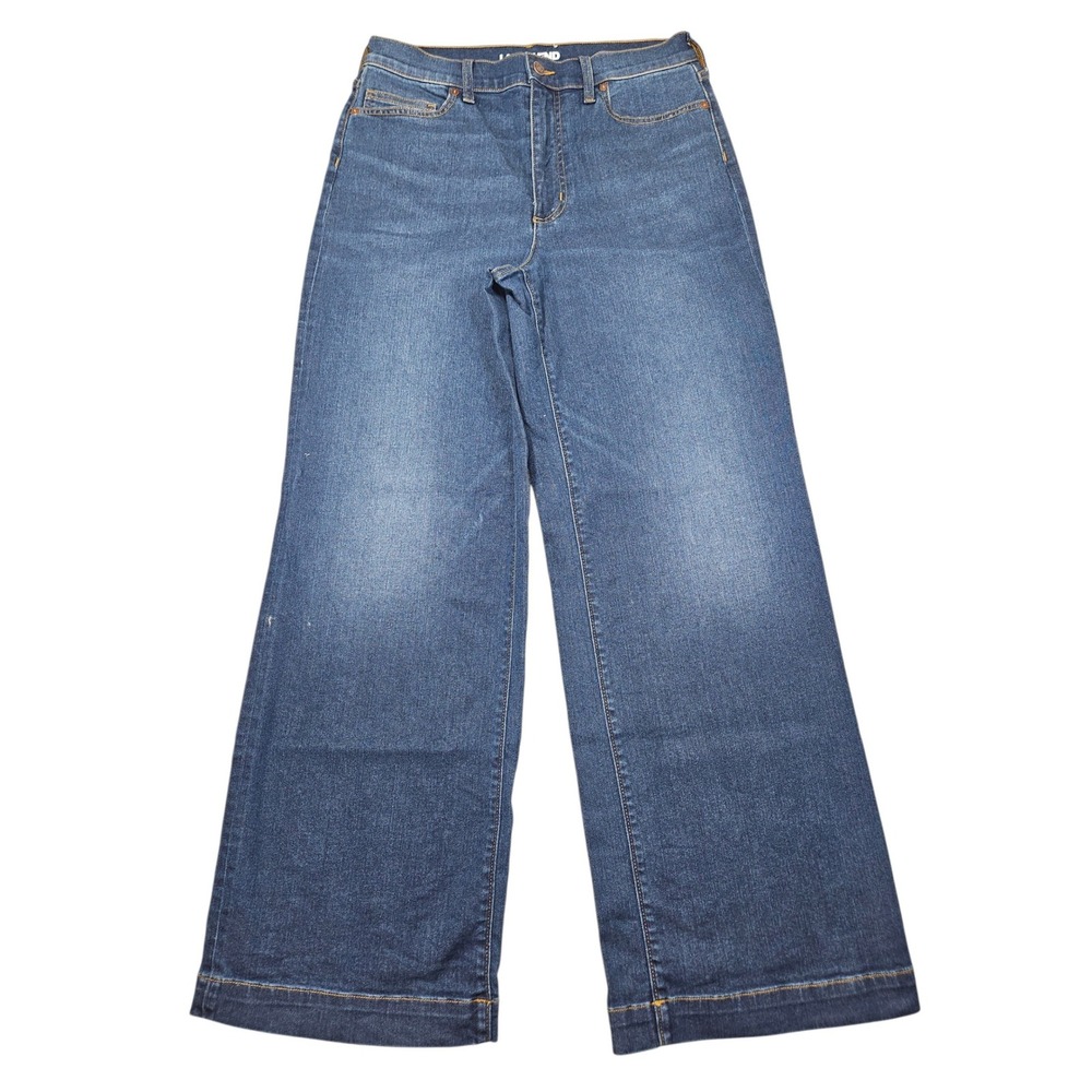 Lands End High Rise Wide Leg Jeans Medium Wash Blue Denim Sz 10 32